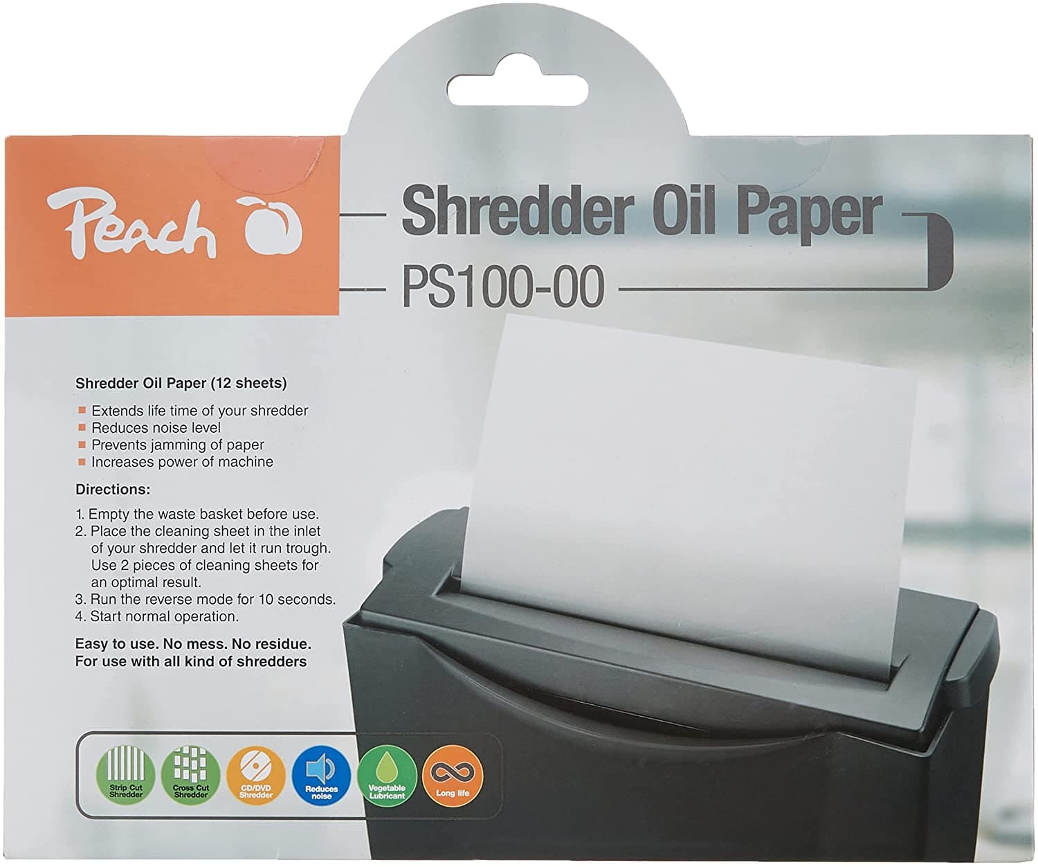 Destructor de papel Peach PS600-20 micropartículas 21 litros ahorra tiempo sin atascos de papel 7/70 hojas alimentador automático de papel 